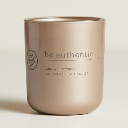 chesapeake bay candle intentions collection be authentic vanilla suedewood medium two wick jar candle